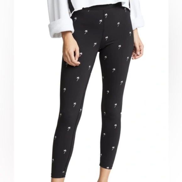 Alala Base Leggings Tights Palm tree embroidered Cropped High Rise Navy Blue - Picture 4 of 16